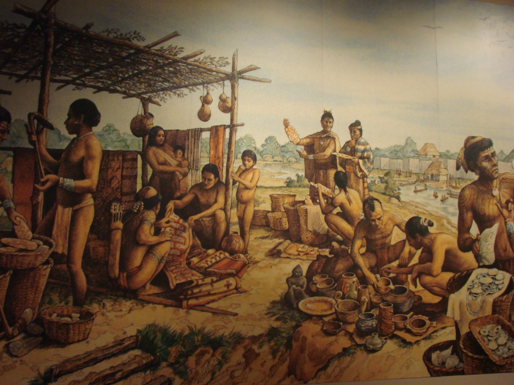 illustration of Cahokia's marketplace found at Cahokia Mounds State Historic Site