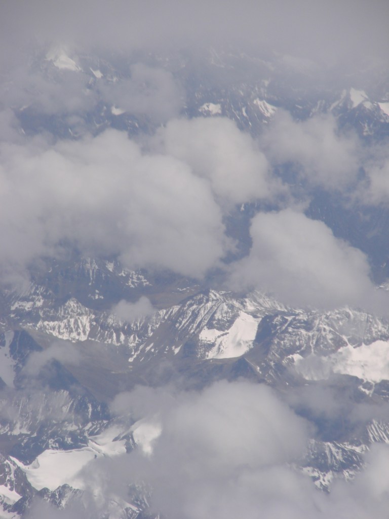 mountain peaks covered in snow
