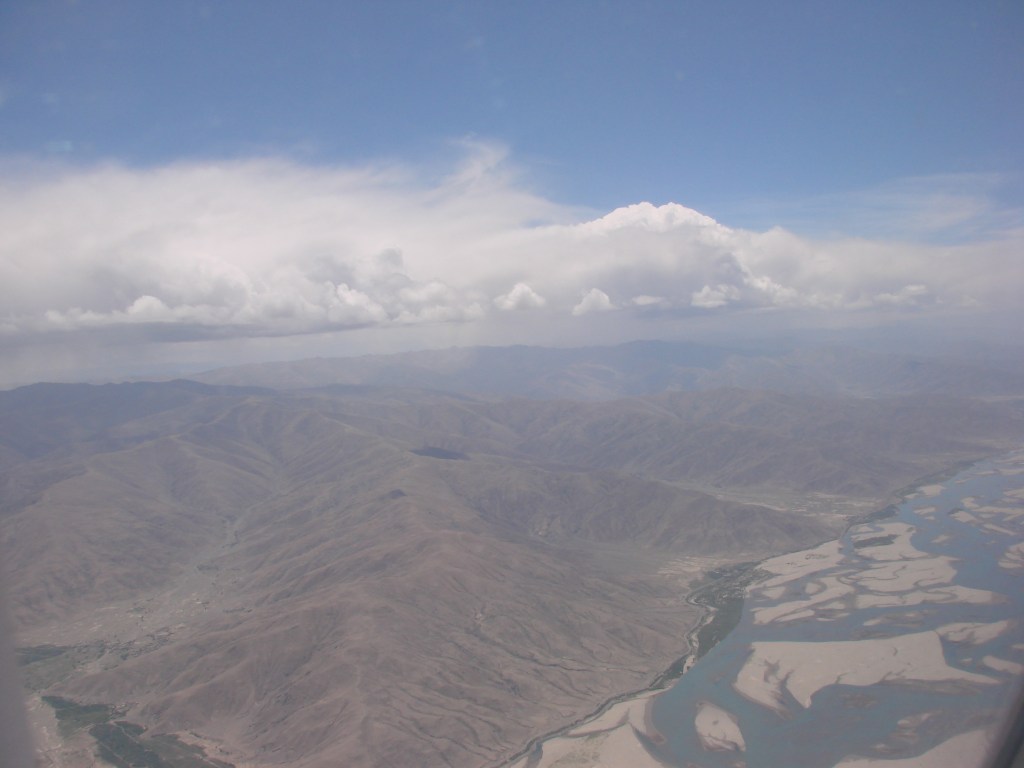 view from the sky of the Himalayas