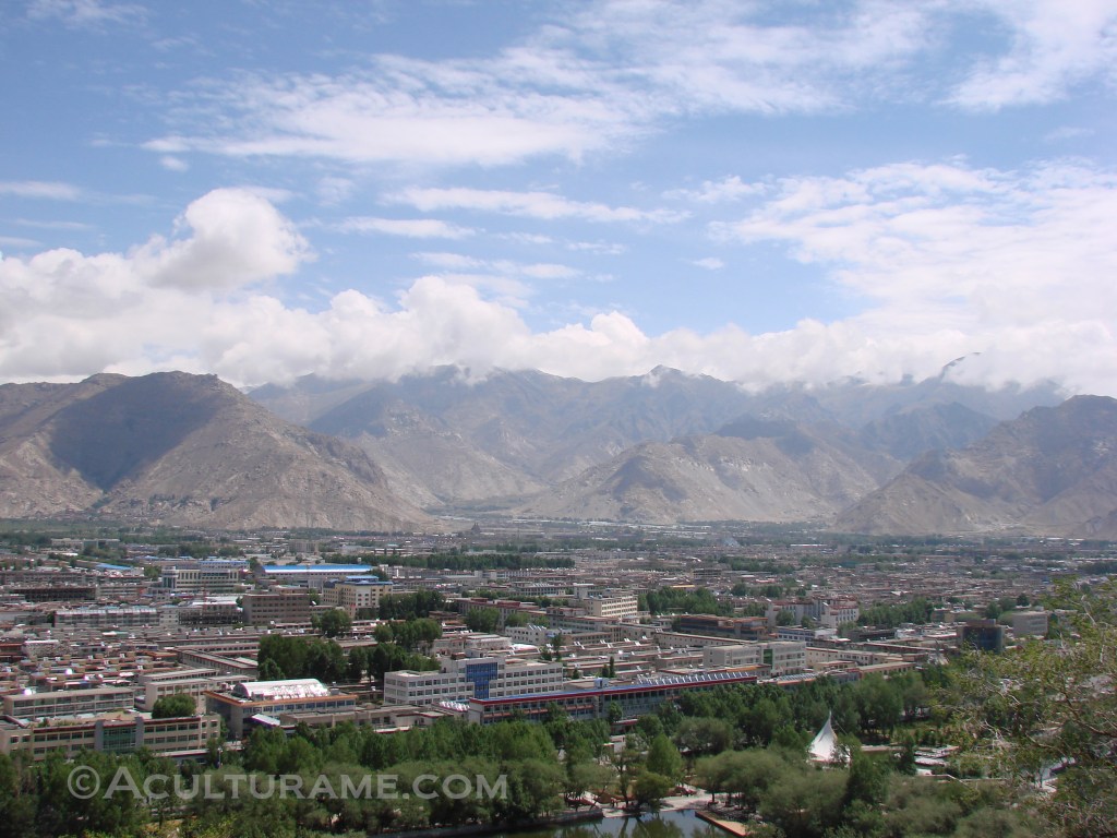 a sacred city in Tibet nestled in the mountains