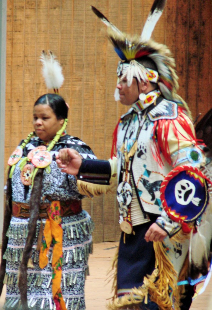 Jingle Dress dancer with dancing partner