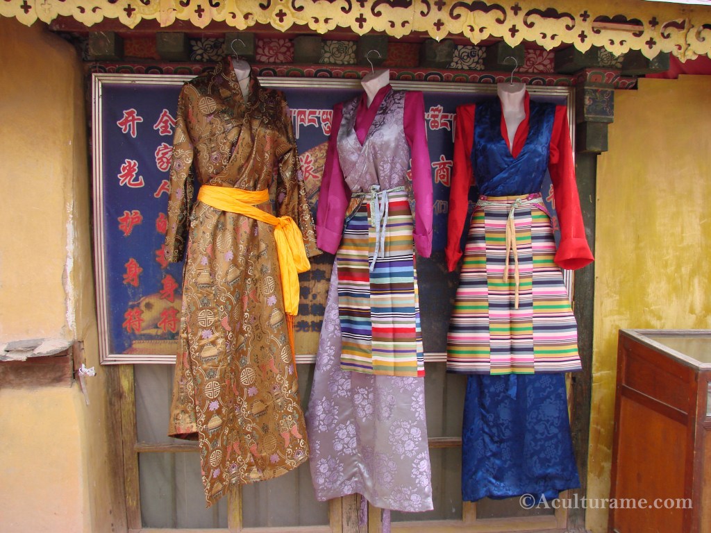 Lhasa chubas with pangden or colorful apron