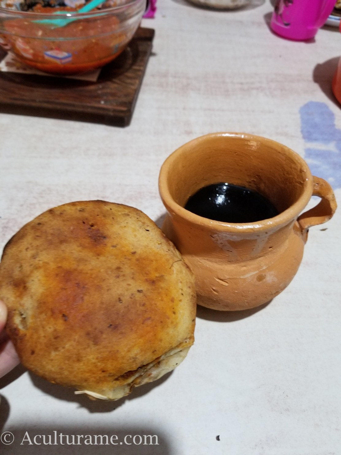 Gordita de Horno a savory pastry made with ground corn masa and cooked in a traditional adobe oven.