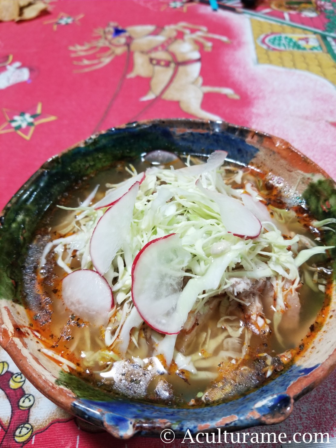 Pozole Blanco or White Posole, which is a Mexican traditional soup or stew.