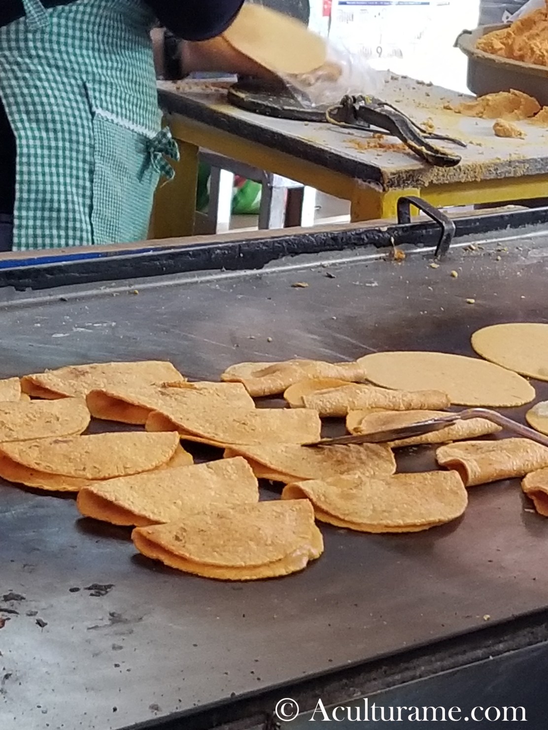One of the many stands of enchiladas potosinas selling at Mercado República.