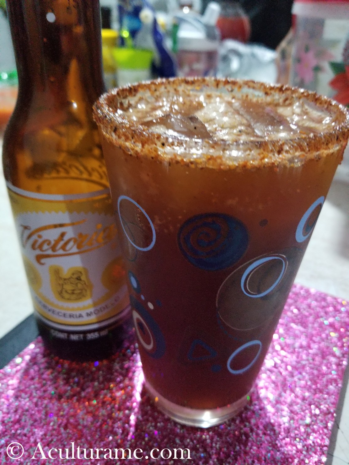 A Michelada is a popular drink from Mexico, usually enjoyed with good friends.